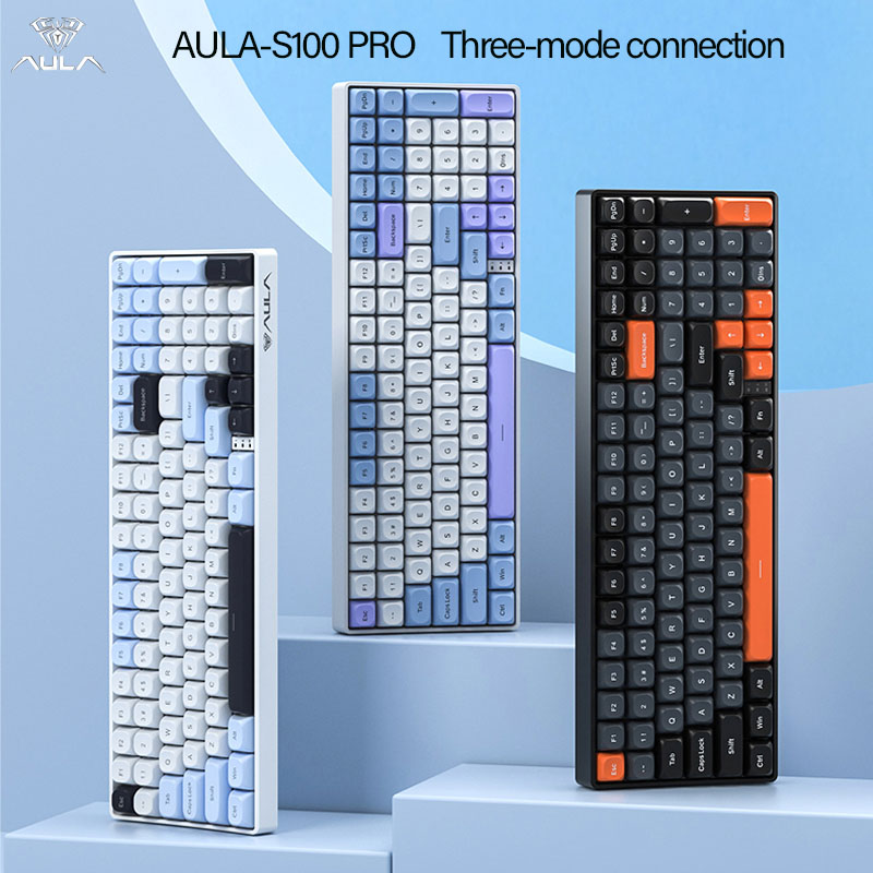 Laptop Accessories Uk - Bezprzewodowa klawiatura mechaniczna AULA S100Pro, trzy