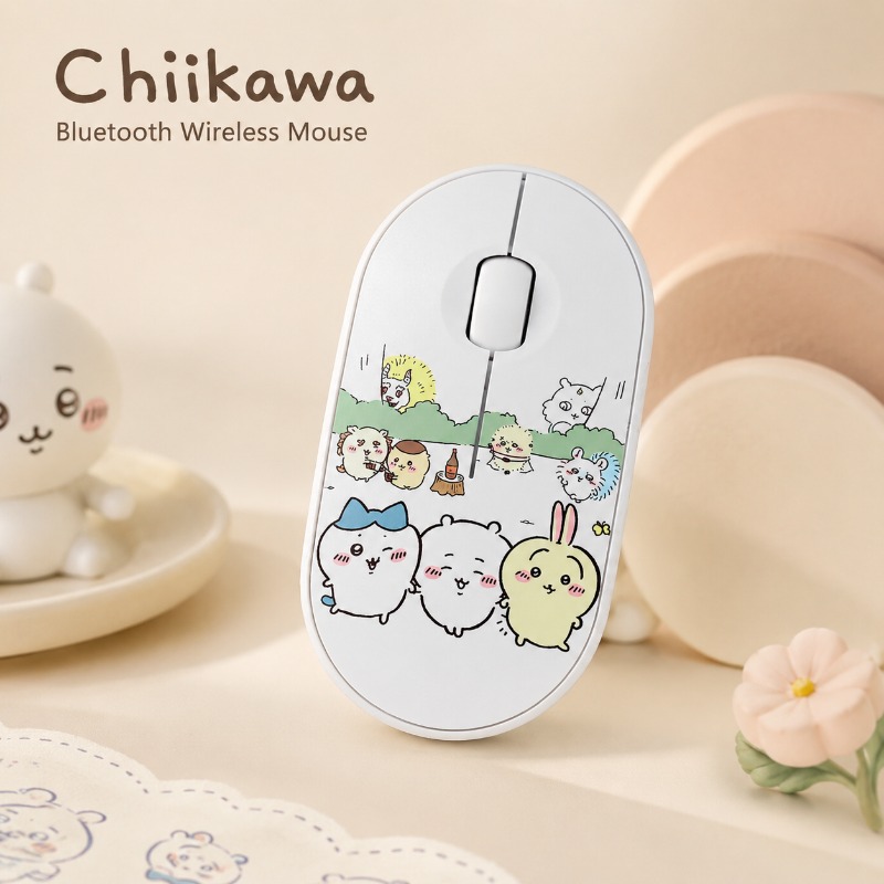 Laptop Editing Accessories - Urocza mysz bezprzewodowa Bluetooth Chiikawa, dwutrybowa,