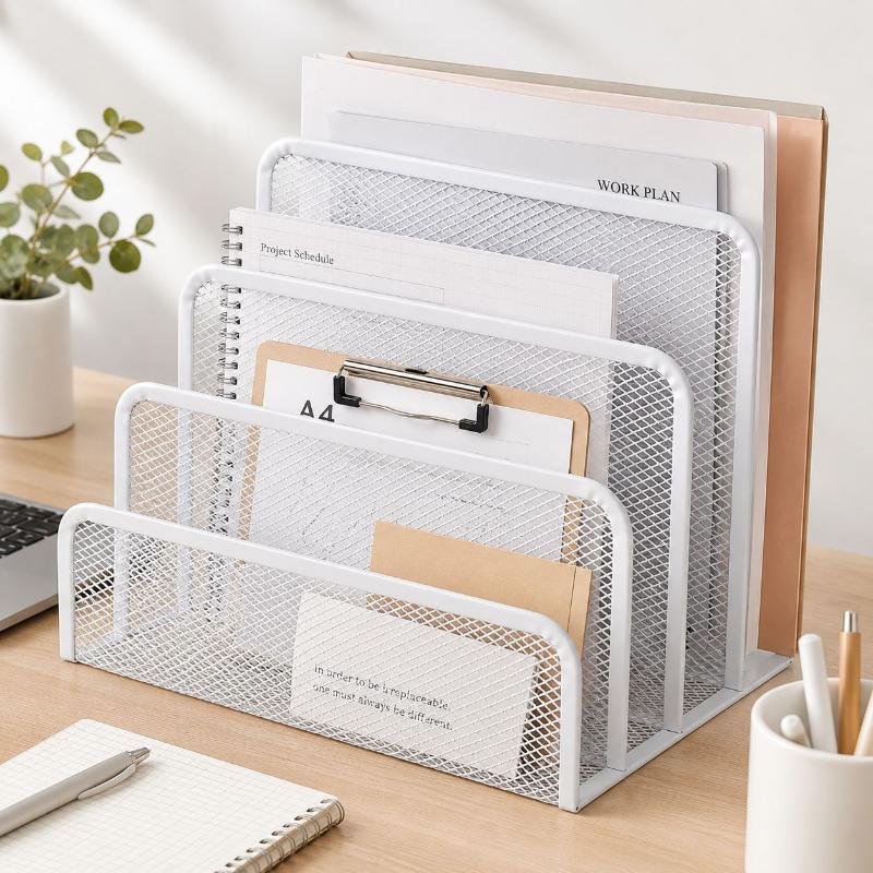 Laptop Ergonomic Accessories - Oszczędzający miejsce 3-warstwowy czarny metalowy organizer