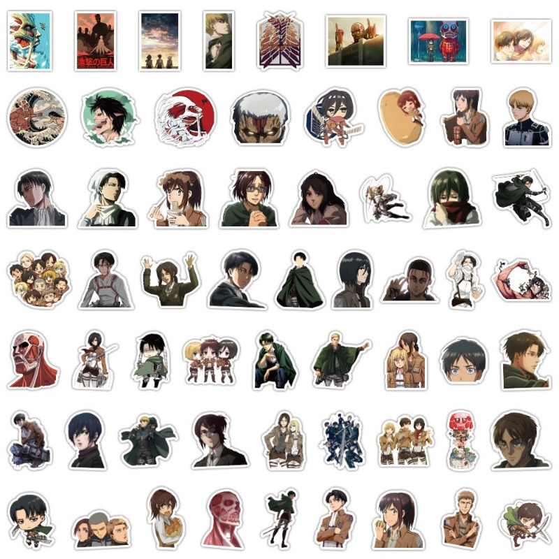 Laptop Editing Accessories - 60 szt. Naklejek Anime Atak Tytanów,