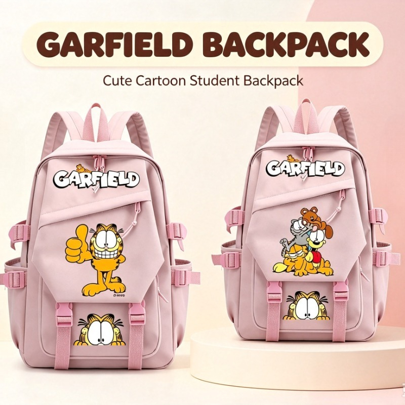 Laptop Editing Accessories - Uroczy plecak szkolny Garfield z kreskówki,
