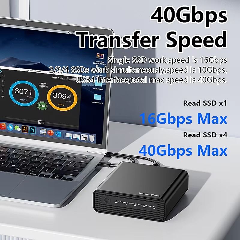 Aluminiowa obudowa M2 4-Bay US – External Nvme Ssd recenzja i cena