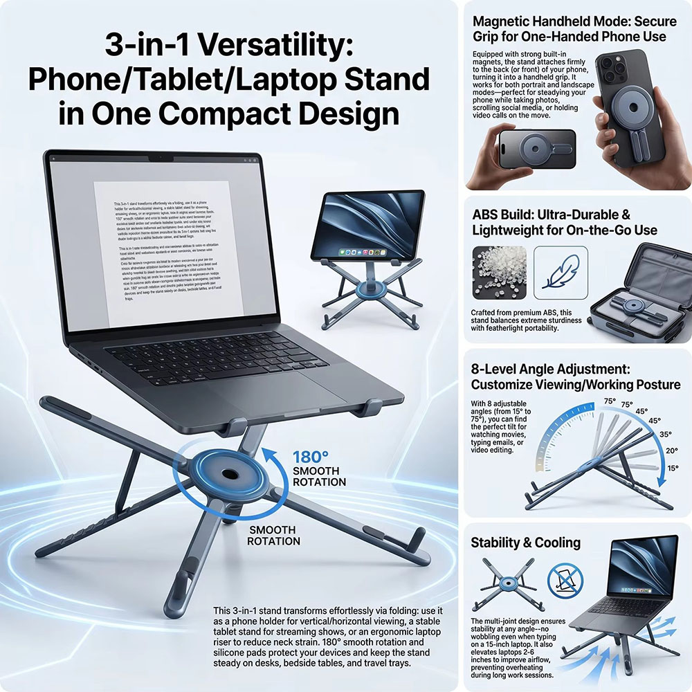 Przenośny magnetyczny uchwyt n – Laptop Ergonomic Accessories recenzja i cena